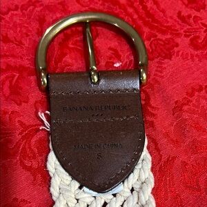 Banana Republic Braided Woven Belt Brown Leather S